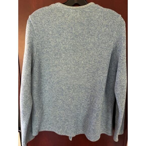 LL Bean Button Front Cotton Cardigan Sweater Womens Large Blue Thick Knit Classi - Picture 7 of 7